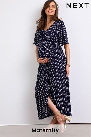Navy Blue Spot Maternity Nursing TRUEPURPOSE Dress (C75728) | £36