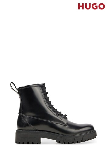 HUGO Black Axel Lace Up Logo Leather Boots (C75752) | £289