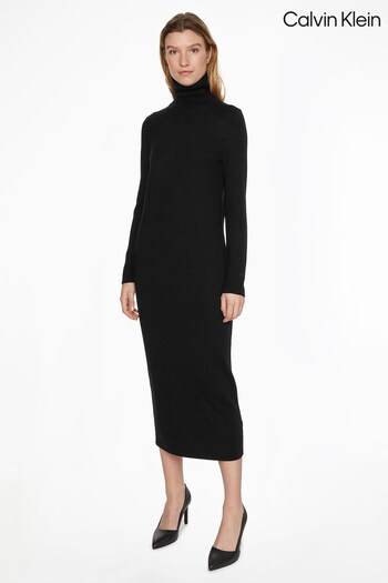 Calvin Camicia Klein Wool Black Rollneck Dress (C75773) | £170