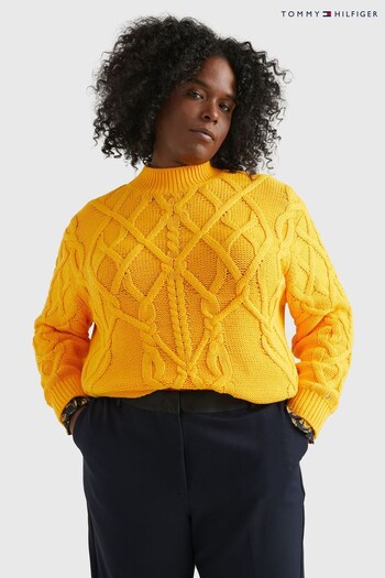 Tommy Hilfiger Curve Yellow Relaxed Cable Knit Jumper (C75803) | £160
