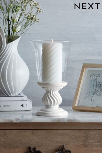 White Pleat Hurricanes Candle Holders (C75850) | £28