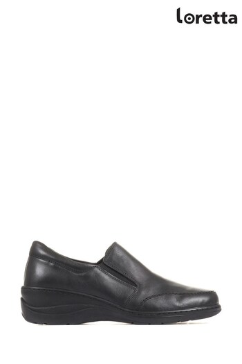Loretta Black Leather Slip-On Shoes (C75960) | £45