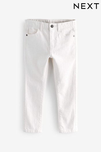 Natural Ecru Skinny Fit Cotton Rich Stretch logo Jeans (3-17yrs) (C76100) | £12 - £17