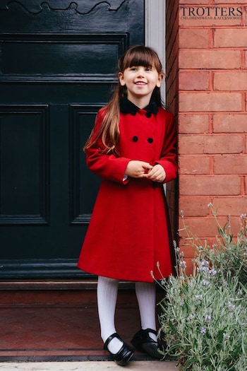 Trotters London Red Wool Scalloped Edge Coat (C76134) | £160 - £180