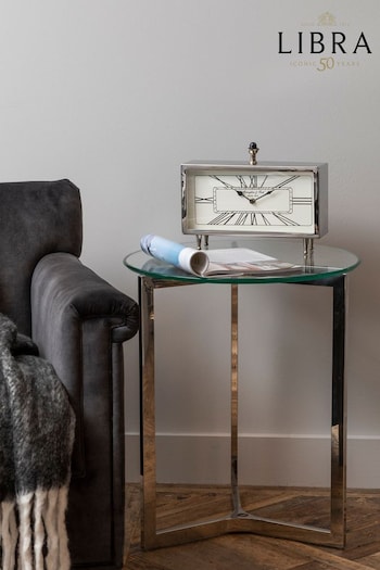 Libra Interiors Silver Nebolo Rectangular Table Clock (C76155) | £100