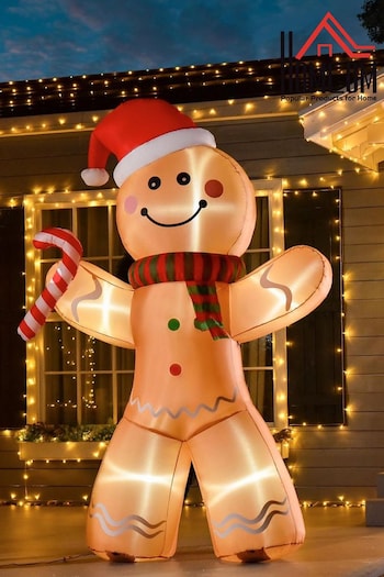 Homcom Yellow 8ft Yellow Inflatable Christmas Gingerbread Man Decoration (C76175) | £72