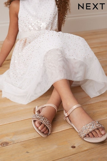 Rose Gold Crystal Occasion Jewel Sandals (C76185) | £19 - £26