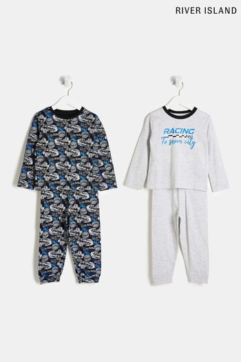 River Island Boys Grey Car Pyjama 2 Pack (C76203) | £24