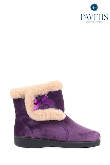 Pavers Ladies Purple Wide Fit Slipper Boots (C76238) | £28