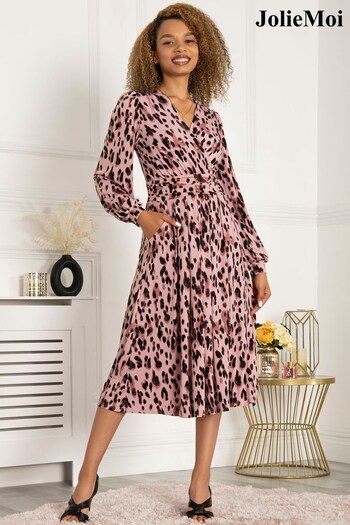 Jolie Moi Pink Oriana Abstract Print Midi Dress (C76241) | £65