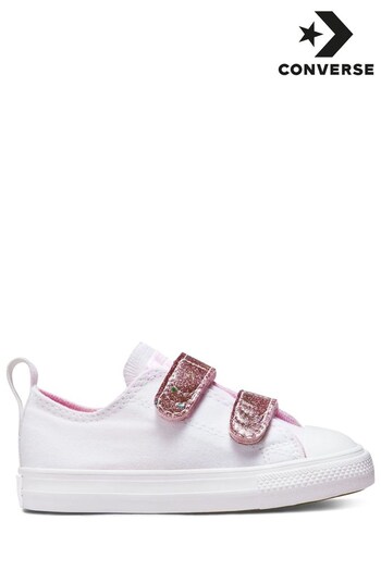 Converse White/Pink Shine 2V Easy On Infant Trainers (C76495) | £37