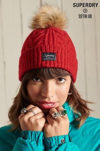 Superdry Red Cable Lux Beanie (C76504) | £20