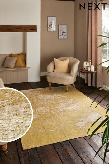 Ochre Yellow Graphite Abstract Flat Weave Rug (C76544) | £55 - £240