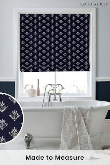 Laura Ashley Blue Lady Fern Made To Measure Roman Blinds (C76588) | £99
