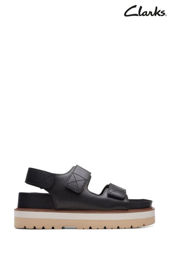 Clarks Black Leather Orianna Sea Sandals (C76605) | £79
