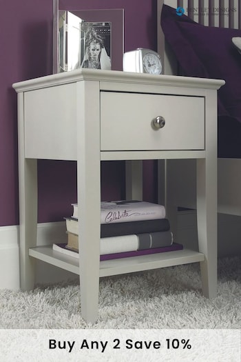 Bentley Designs Cotton Grey Ashby 1 Drawer Bedside Table (C76607) | £160