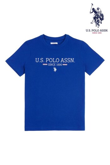 U.S. Homme Polo Assn. Boys Blue Graphic T-Shirt (C76710) | £20 - £24