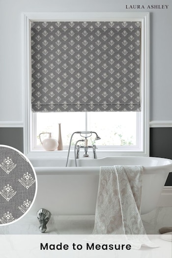 Laura Ashley Grey Lady Fern Made To Measure Roman Blinds (C76799) | £99