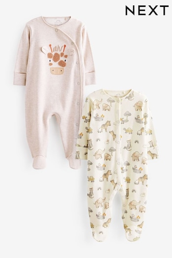 Oatmeal Baby Sleepsuit 2 Pack (0mths-2yrs) (C76802) | £16 - £18