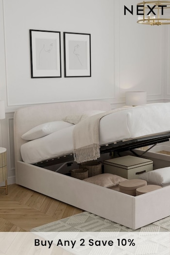 Plush Chenille Natural Oyster Matson Upholstered Ottoman Storage Bed Frame (C76887) | £625 - £725