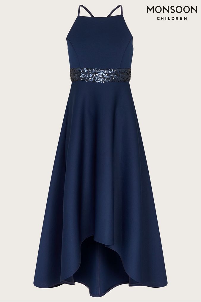 Monsoon Blue Sequin Scuba Prom Dress (C76972) | £48 - £53