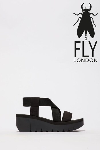 Fly London Black Yabi Wedge Schwarz Sandals (C76991) | £80