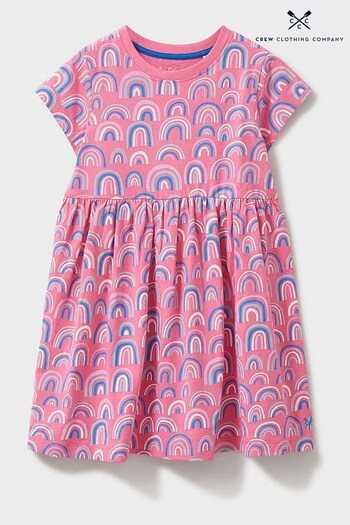 Crew Clothing Company Pink Rainbow Cotton A-Line Dress (C77324) | £26 - £34