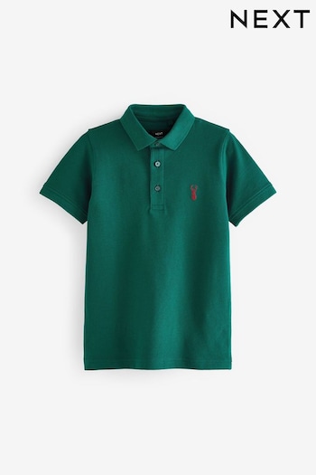 Dark Green Short Sleeve Camisa Polo Shirt (3-16yrs) (C77340) | £7 - £12