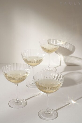 Truly Set of 4 Clear Crystal Coupes Champagne Flutes (C77353) | £34