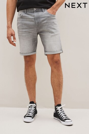 Light Grey Slim Stretch Denim Shorts (C77731) | £22