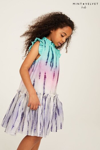 Mint Velvet Pink/Blue Tie Dye Ruffle Dress (C77766) | £44 - £48