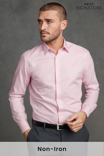 Pink Slim Fit Signature Super Non Iron Single Cuff Shirt (C77819) | £48