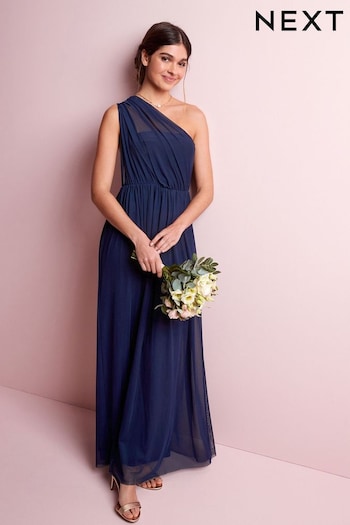 Navy Blue Mesh Multiway Bridesmaid Wedding Maxi Olympics Dress (C77852) | £65