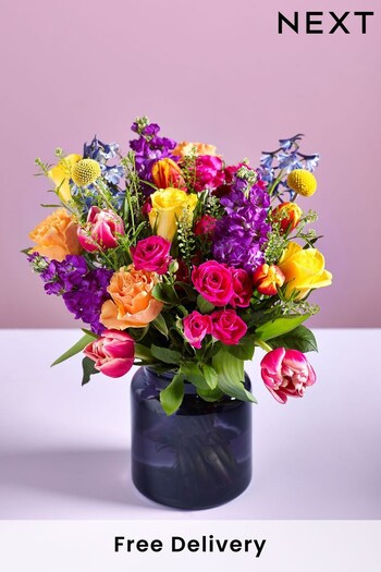 Bright Luxury Fresh Flower Bouquet With Vase (C78002) | £50