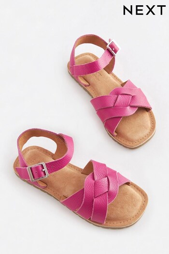 Pink Standard Fit (F) Woven Leather ltlich Sandals (C78180) | £23 - £30