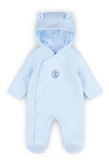 Rock A Bye Baby Boutique Blue Bear Detail Quilted Pramsuit (C78276) | £20