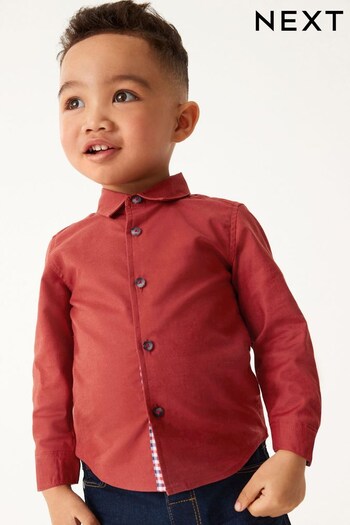 Rust Brown Long Sleeve Trimmed Oxford Shirt Simple (3mths-7yrs) (C78348) | £11 - £13