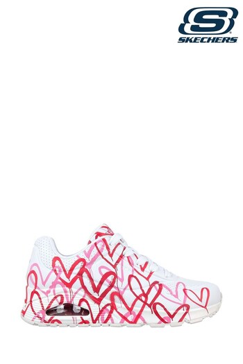 Skechers White/Pink Uno Spread The Love Womens Trainers (C78428) | £87