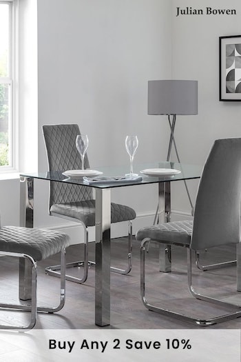 Julian Bowen Clear Enzo Compact Glass Top 4 Seater Dining Table (C78555) | £180