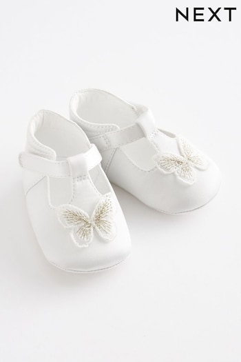 White Butterfly T-Bar Baby Shoes (0-18mths) (C78756) | £11