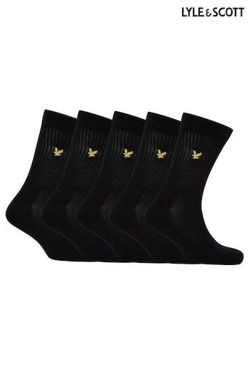 Lyle & Scott Camdyn Sports Black Socks 5 Pack (C78837) | £24