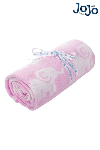 JoJo Maman Bébé Pink Elephant Knitted Shawl (C78961) | £26