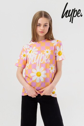 Hype Girls Pink Smiley Daisy Script T-Shirt (C79052) | £18