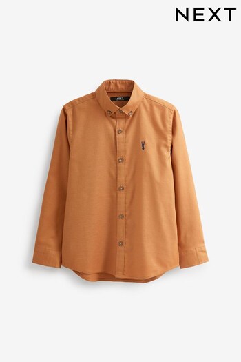 Tan Brown Long Sleeve Oxford Shirt (3-16yrs) (C79088) | £10 - £15