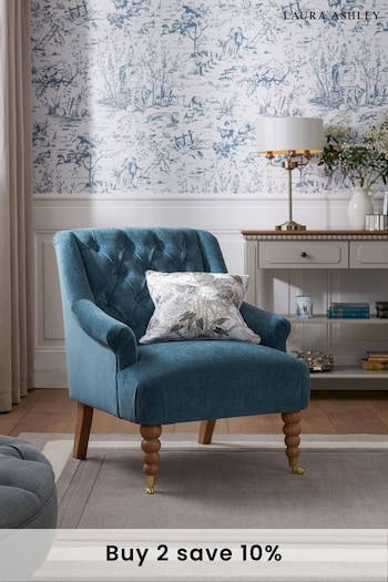 Laura Ashley Baron Chenille Seaspray Blue Ropsley Chair (C79111) | £375