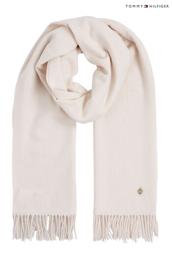 Tommy Stud Hilfiger White Elevated Wool Scarf (C79264) | £110
