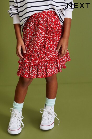 Red/ White Ditsy Easy Pull On Jersey Skirt (3-16yrs) (C79272) | £9 - £14