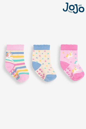 JoJo Maman Bébé Pink 3-Pack Unicorn Socks (C79353) | £9.50
