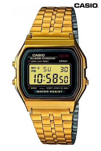 Casio 'Collection' Gold and LCD Plated Stainless Steel Quartz Chronograph Watch (C79449) | £60