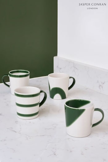 Jasper Conran London Set of 4 Green Abstract Set of 4 Mugs (C79452) | £40